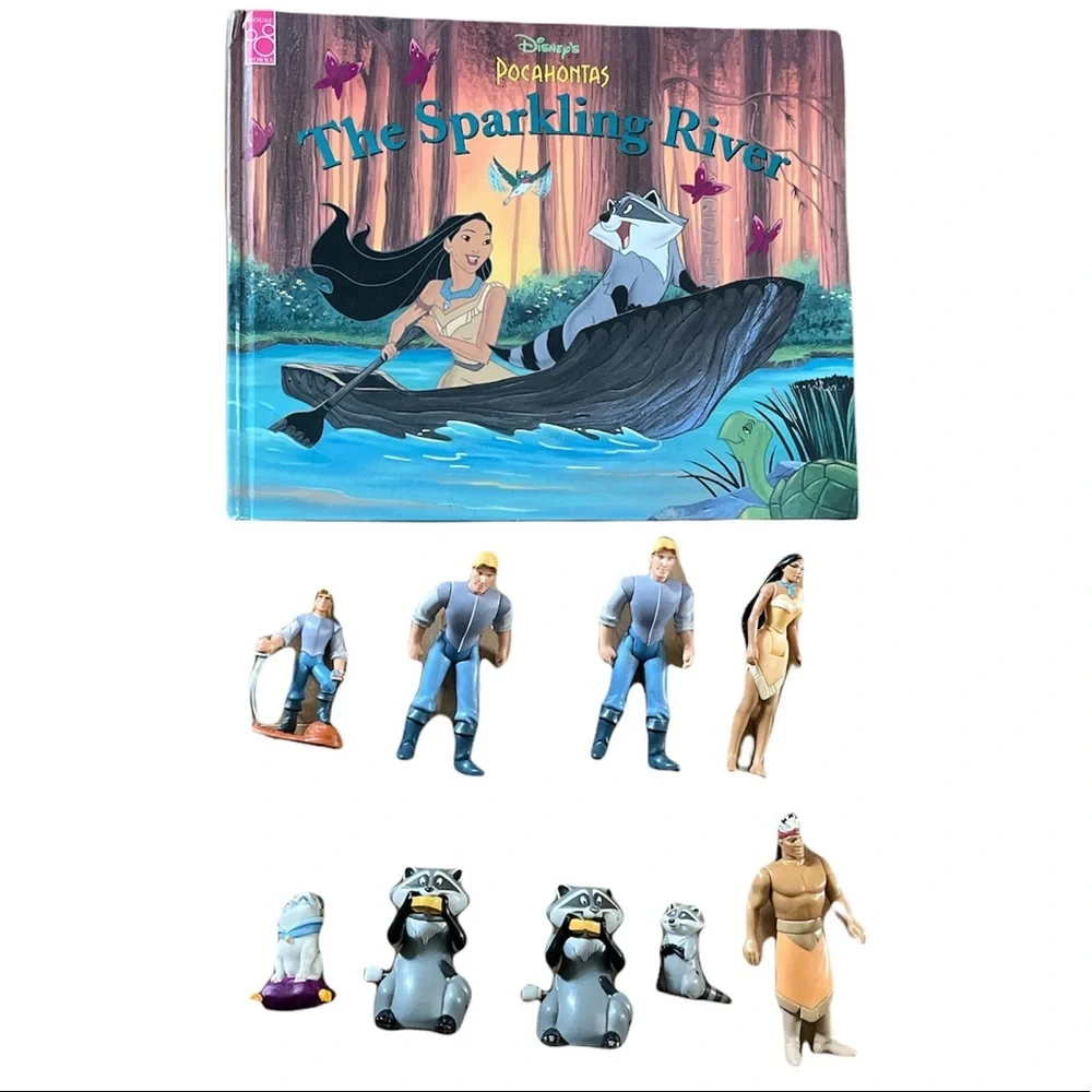 Vintage 1995 Pocahontas The Sparkling River Book and Action Figures